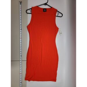 Naked Wardrobe Small Neon Orange Sleeveless Bodycon Mini Dress